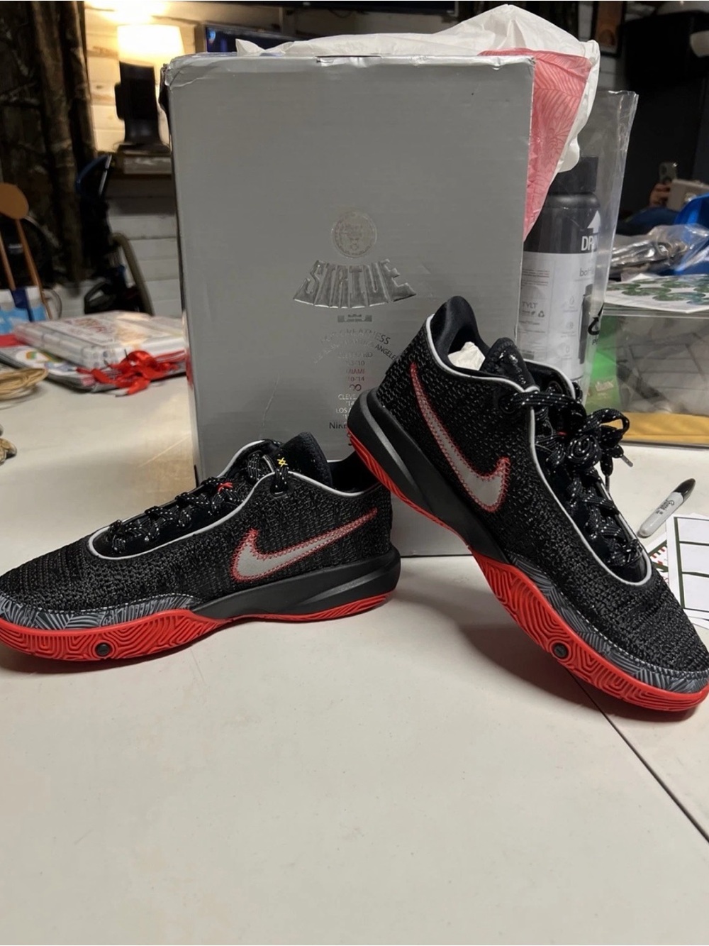 Nike Black & Red Low Basketball Sneakers